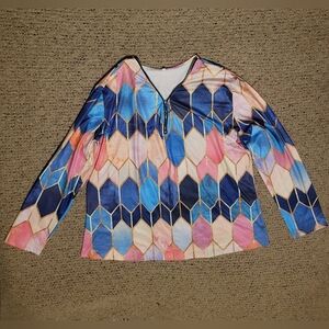 COLORBLOCK V Neck Top Blouse Plus Size 3X